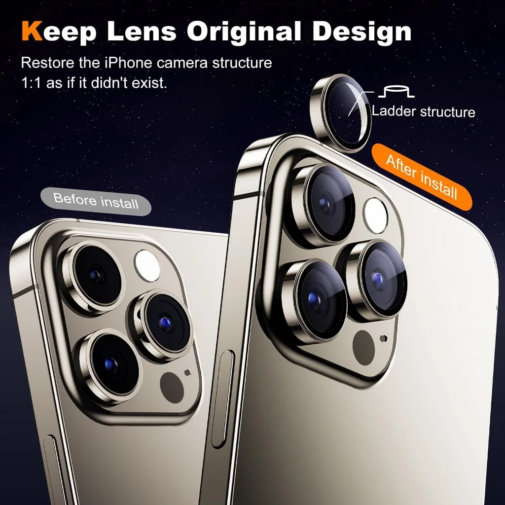 3Pcs Metal Camera Lens Protect - огляд і ціна Tempered Glass Screen 9H